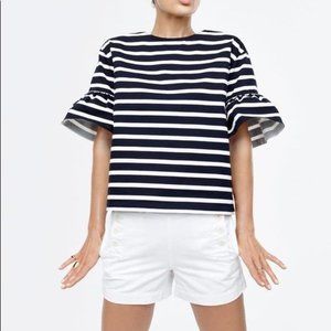 J CREW | Women’s Striped Navy Blouse | XL